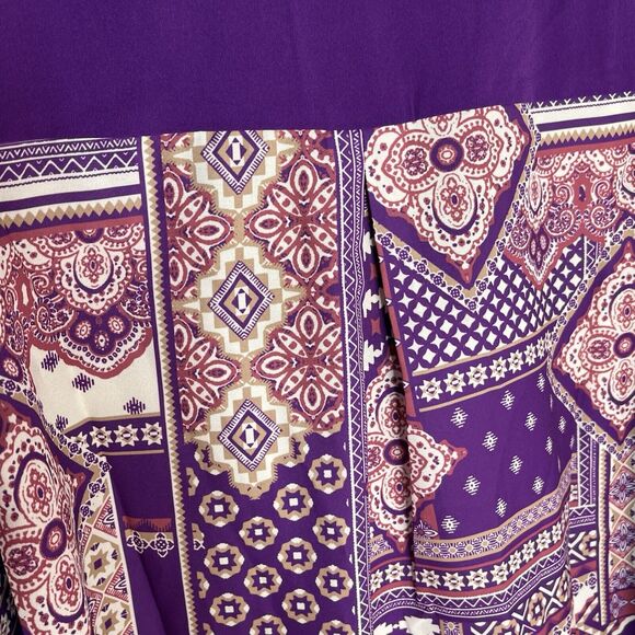 IMAN Global Chic Women’s Purple Geometric Print Draped Blouse Size Small New! - Picture 10 of 12